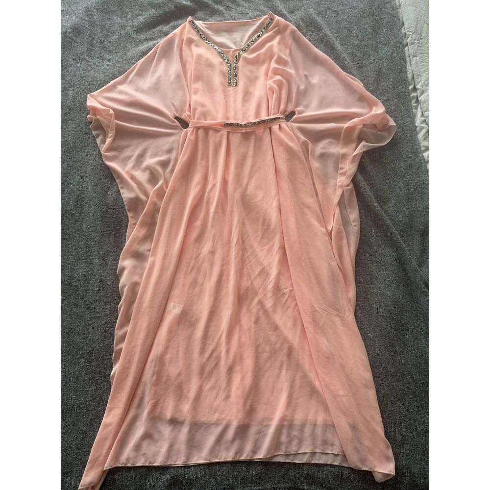 Souad Modesty Modest Maxi Dress Peach Abayah Kaftan Size M